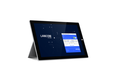 Tablet mit LANCOM Hintergrundbild und LANCOM Trusted Access Client